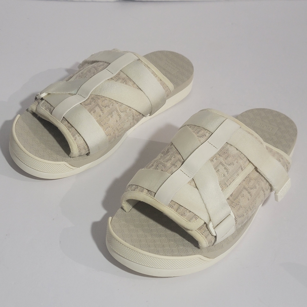 Dior Men's Alpha Sandals Oblique Jacquard Logo Slip On Size 45 ( USA 12)
